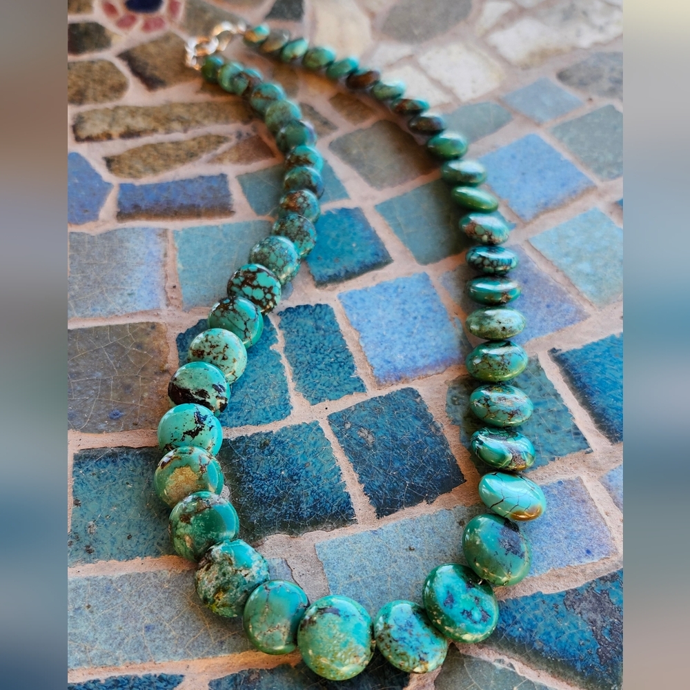 Sterling Silver Genuine Turquoise Necklace